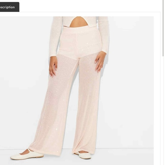 NWT Wide Leg Blush Pink Holiday Sequin Pants - Wild Fable Size Large - Picture 8 of 10